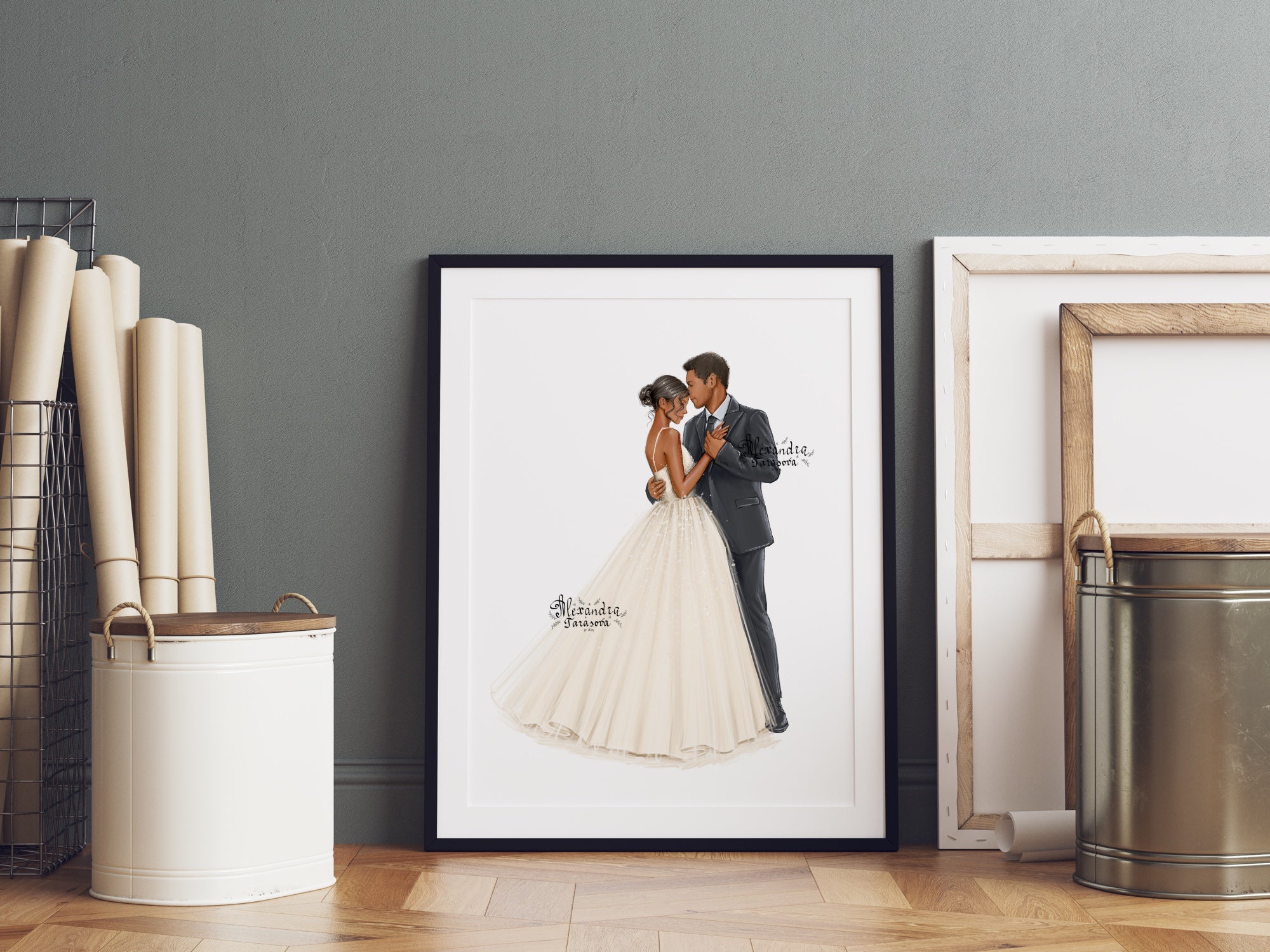 Instant Download Wedding Illustration Bride And Groom Drawing Style Trendy Hairstyles Clipart Stickers Picture