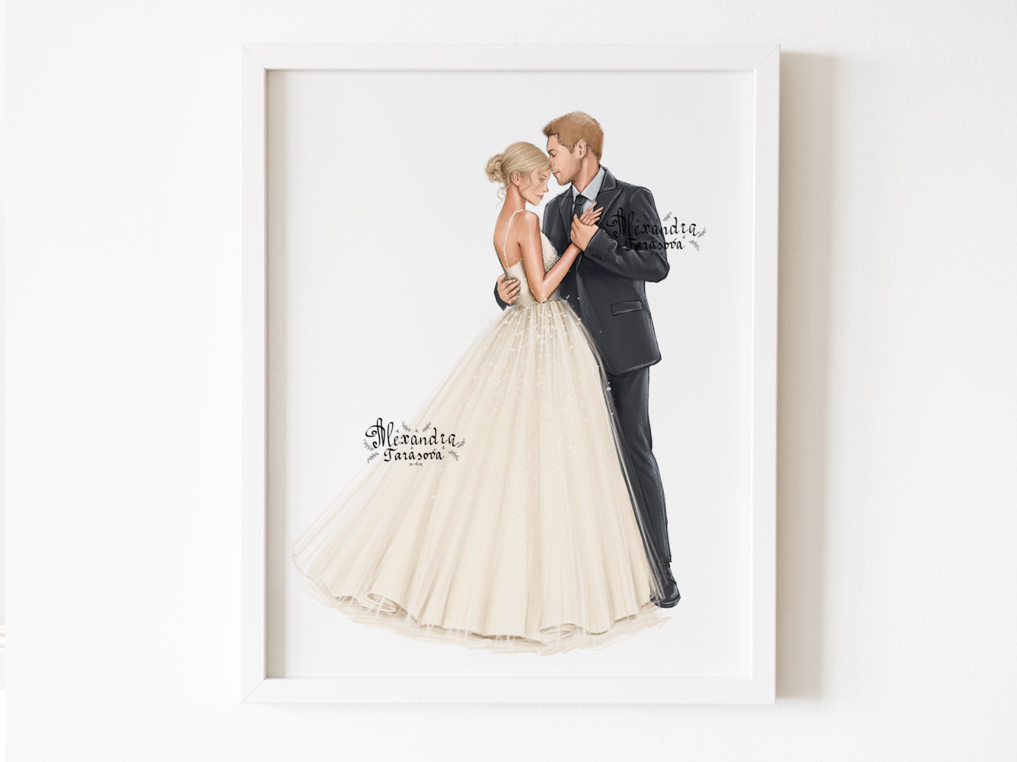 Instant Download Wedding Illustration Bride And Groom Drawing Style Trendy Hairstyles Clipart Stickers Picture