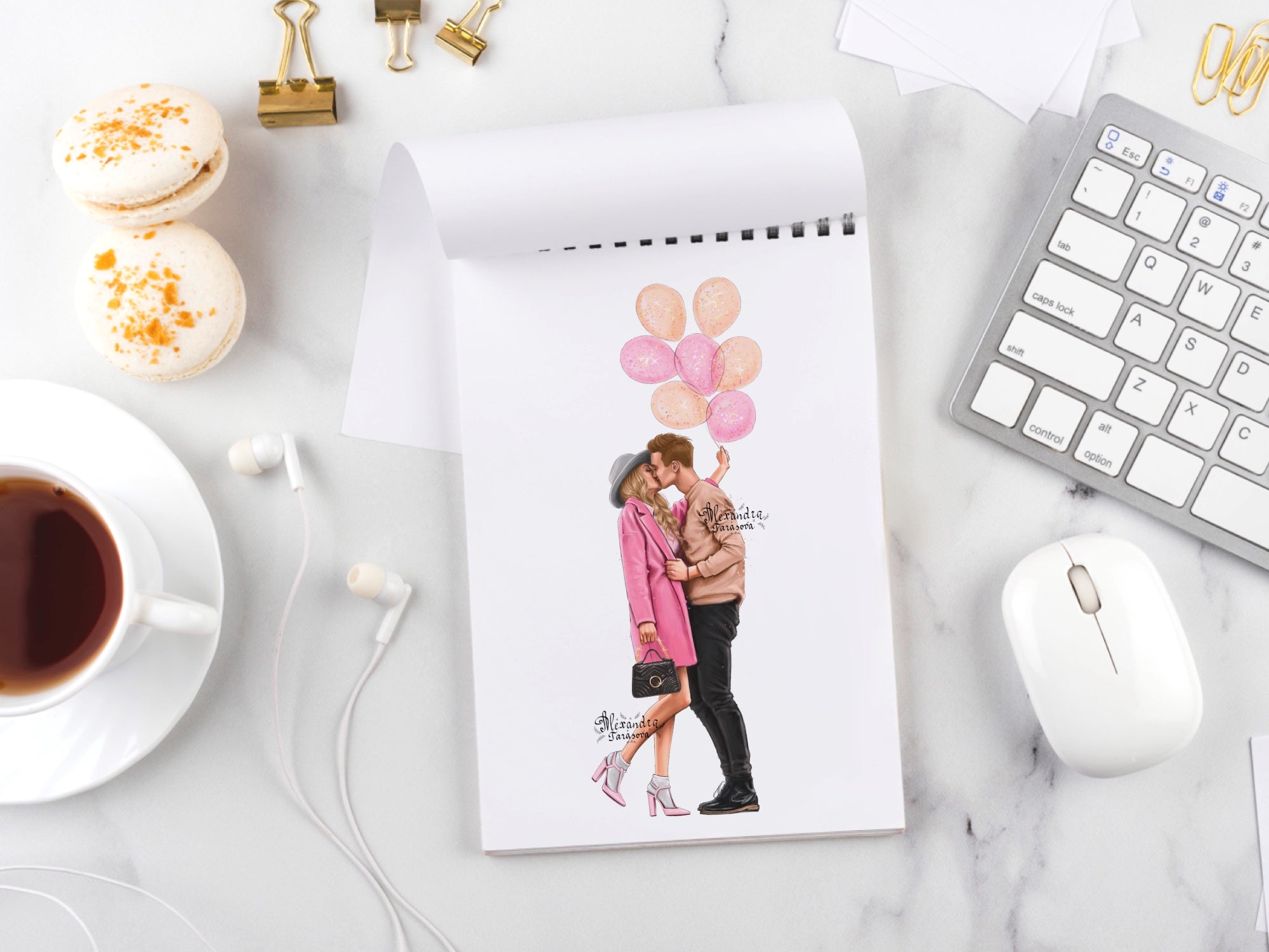 Digital Watercolor Illustration Fashion Drawing Instant Download Love Couple Pink Printable Art 14 February Clipart Stickers