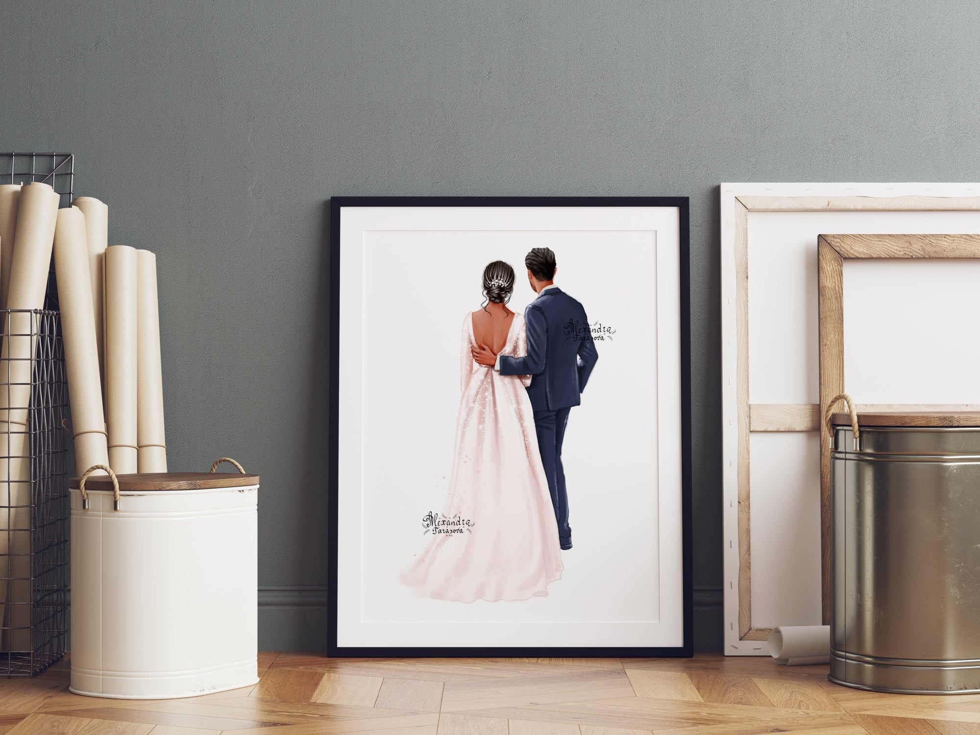 Digital Watercolor Illustration Fashion Family Wedding Printable Art Watercolor Painting Clipart Cover Planner Dashboard
