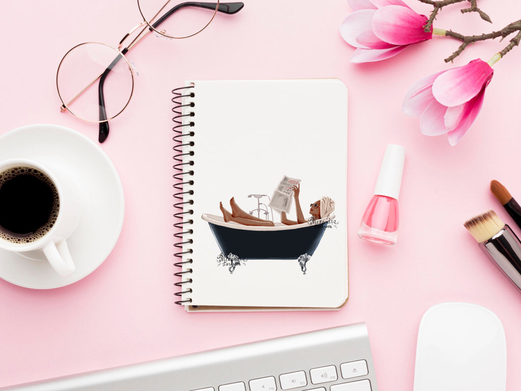 Digital Watercolor Illustration Fashion Girl Trendy Bath Stylish Bathroom Handmade Printable Art