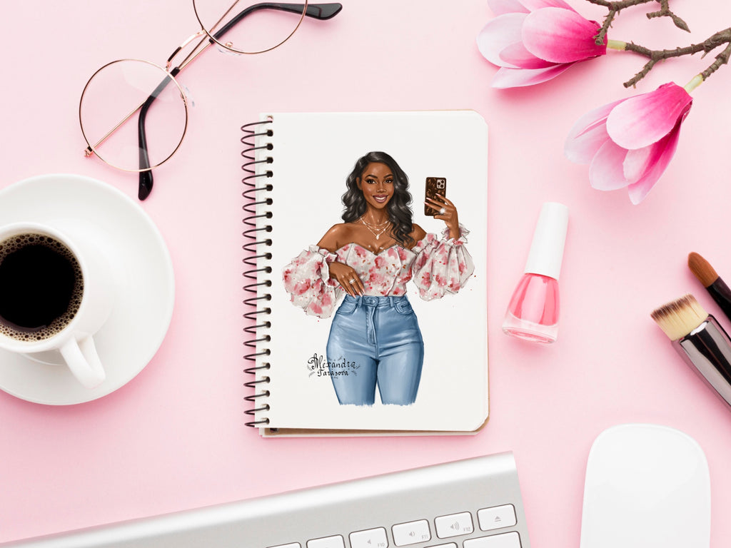 Digital Watercolor Illustration Beautiful Boss Lady Clipart Black Woman Printable Art Fashion Girl