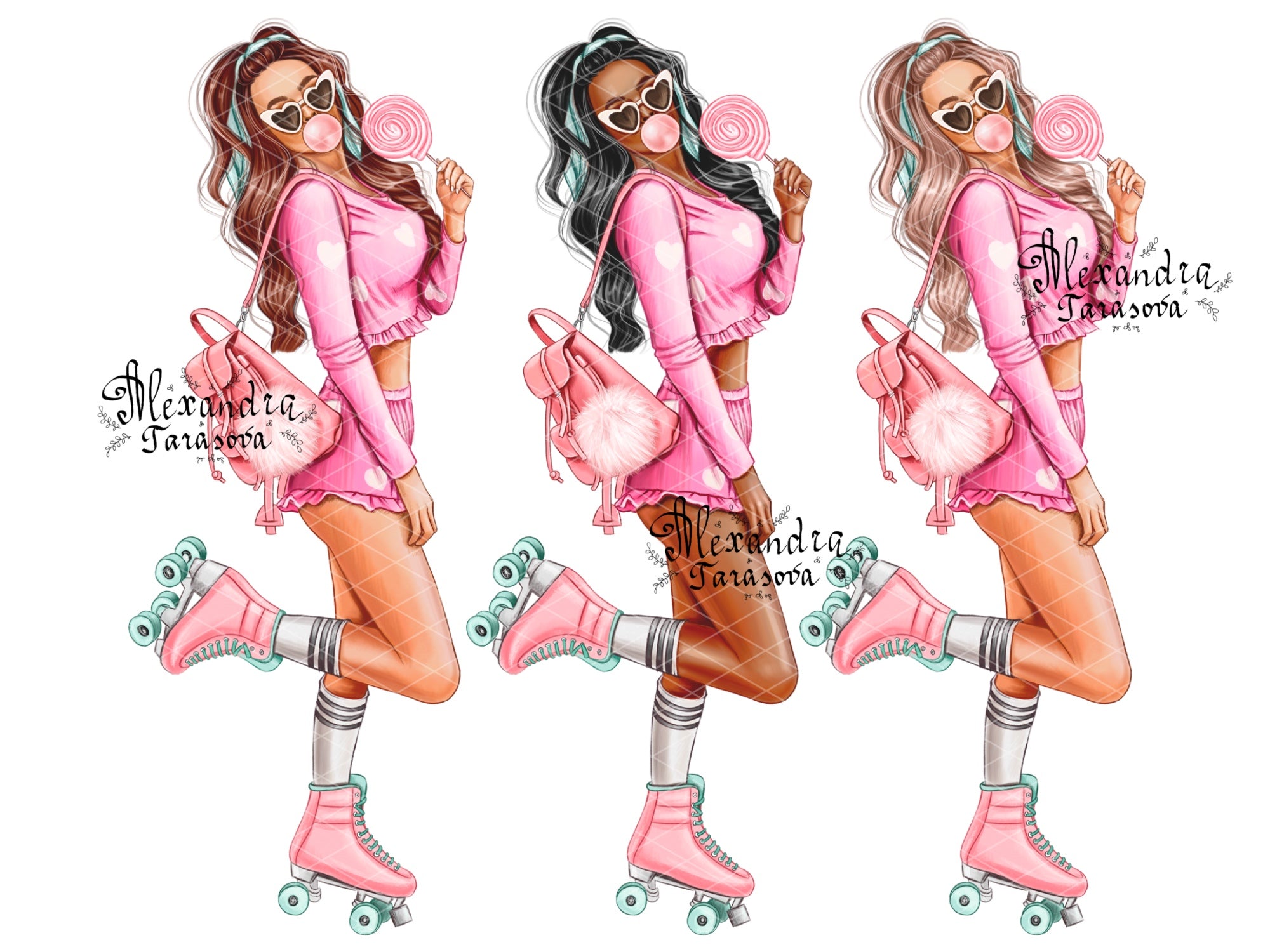 Digital watercolor illustration instant download fashion summer girl art