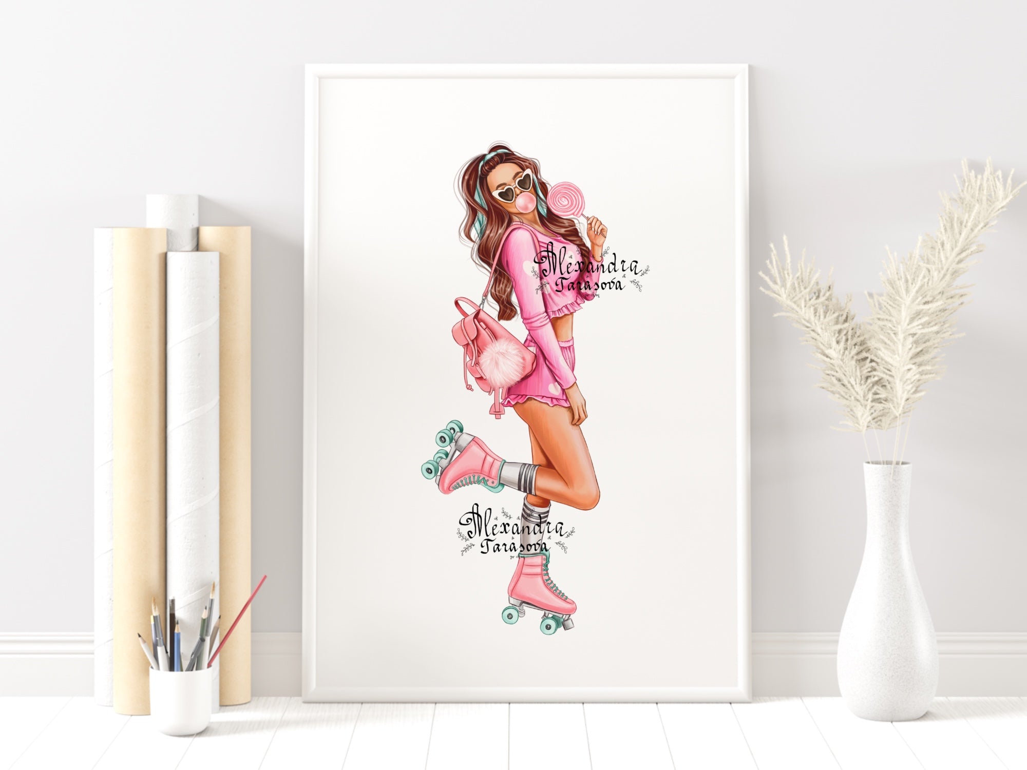 Digital watercolor illustration instant download fashion summer girl art