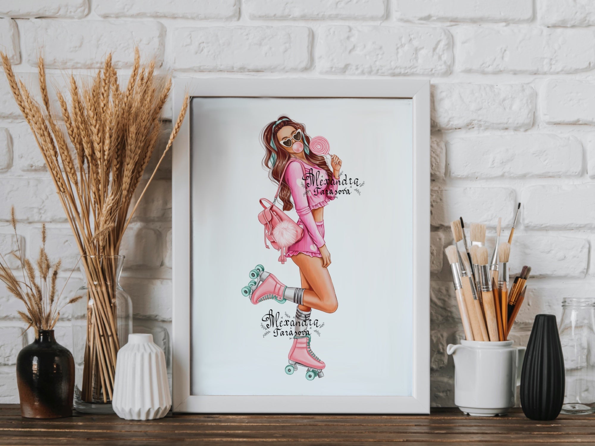 Digital watercolor illustration instant download fashion summer girl art