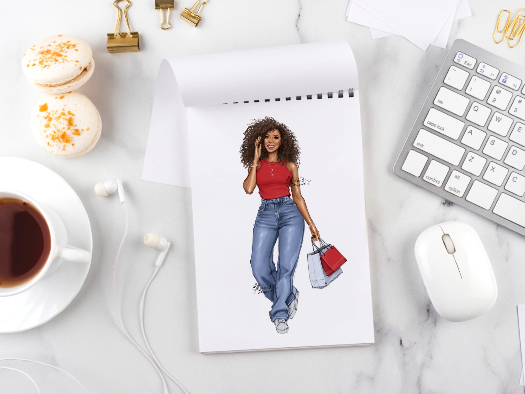 Digital Watercolor Illustration Fashion Girl African American Girl Black Girl Clipart Curly Stylish Hair Printable Art Digital Stickers Png