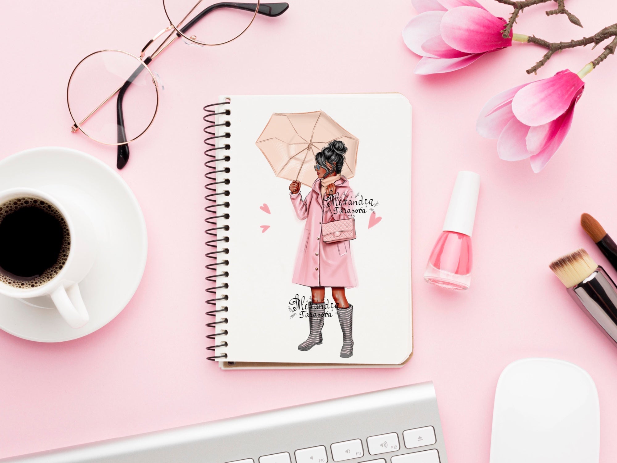 Digital watercolor illustration instant download fashion spring autumn girl art
