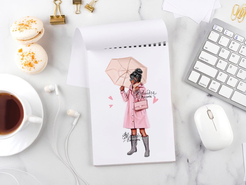 Digital watercolor illustration instant download fashion spring autumn girl art