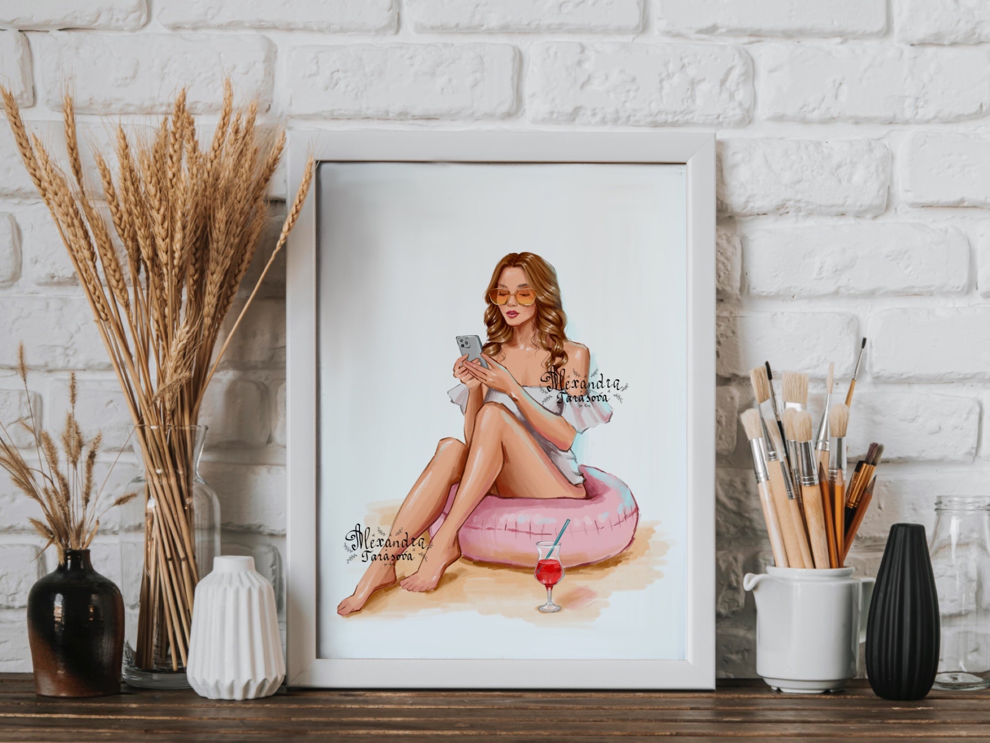 Digital Watercolor Illustration Fashion Summer Girl Watercolor Painting Printable Art