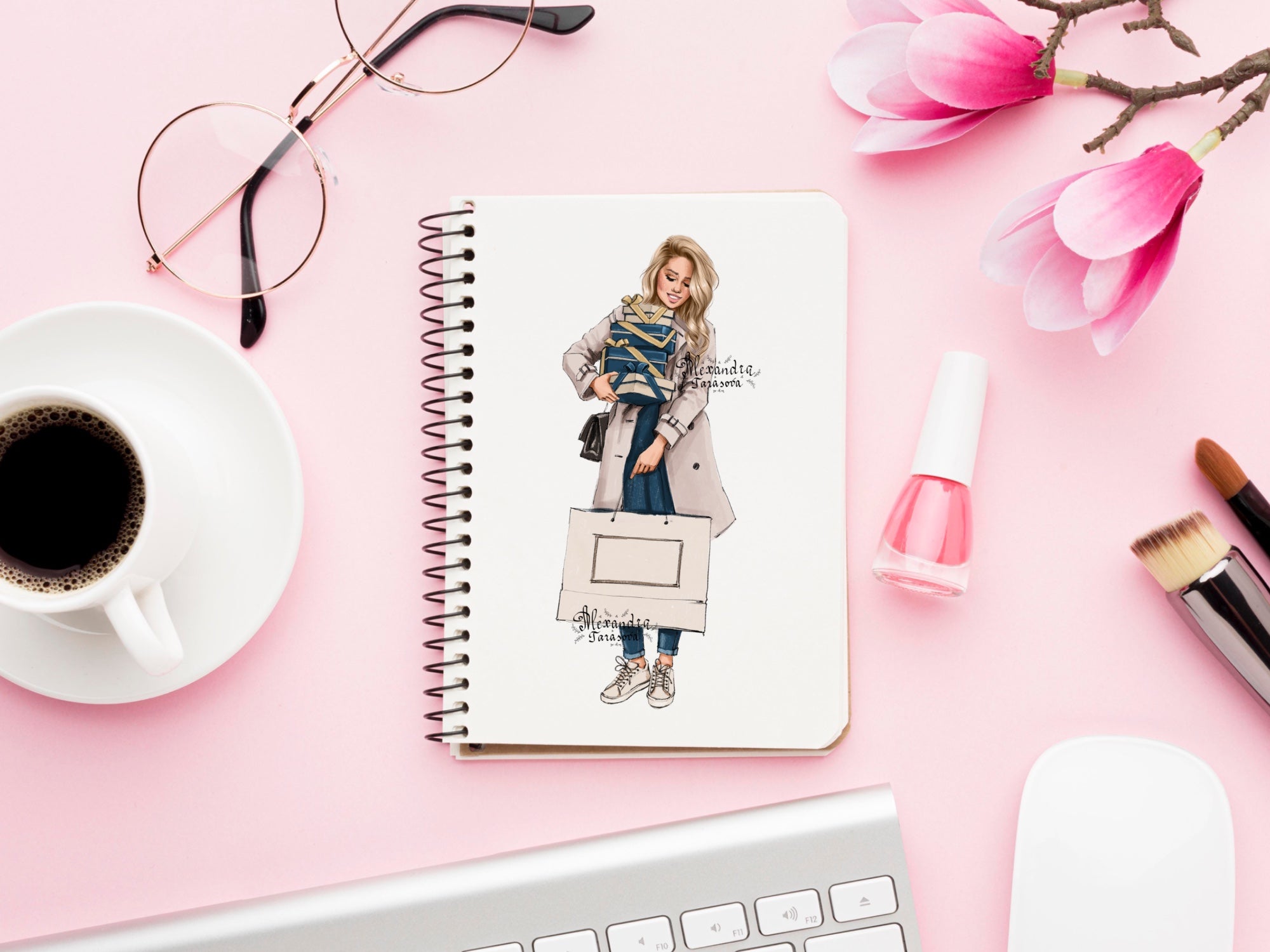 Digital Watercolor Illustration Fashion Girl Gifts Stylish Outfit Trendy Hairstyles Printable Art Instant Download Clipart