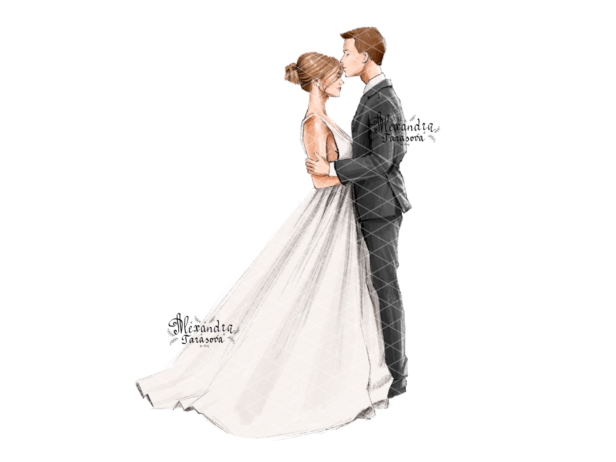 Digital Watercolor Illustration Wedding Painting Drawing Style Sketch Instant Download Printable Art Wedding Invitation Clipart Stickers