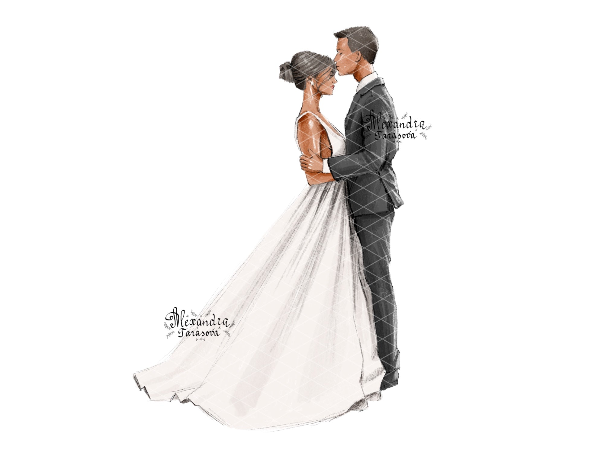 Digital Watercolor Illustration Wedding Painting Drawing Style Sketch Instant Download Printable Art Wedding Invitation Clipart Stickers