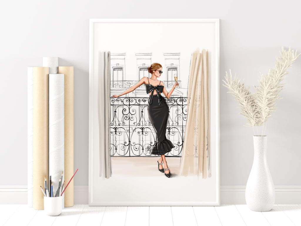 Digital Watercolor Illustration Fashion Girl Boss Girl Black Girl Trendy Hairstyles Printable Art Stylish Outfit Watercolor Painting Handmad