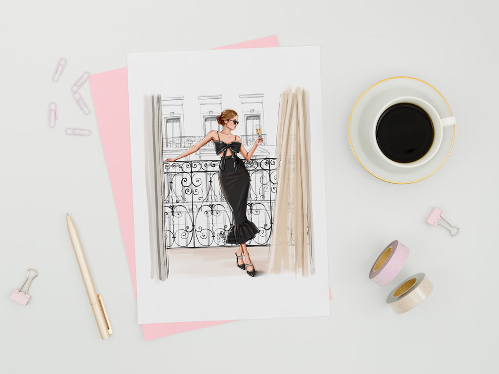 Digital Watercolor Illustration Fashion Girl Boss Girl Black Girl Trendy Hairstyles Printable Art Stylish Outfit Watercolor Painting Handmad