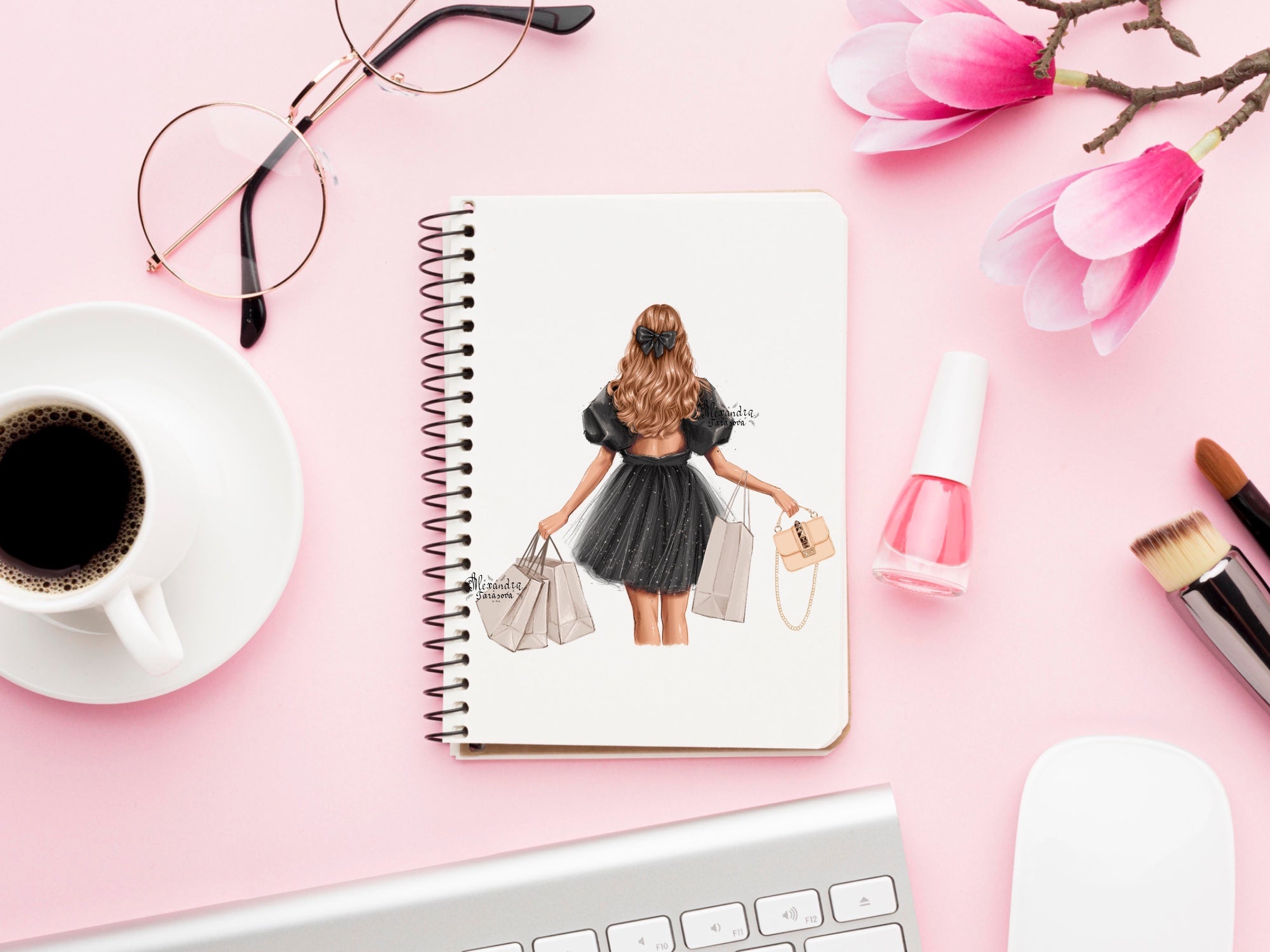 Fashion Girl Digital Illustration Shopping Bag Trendy Hairstyles Instant  Download Drawing Picture Printable Art Png Transparent Background