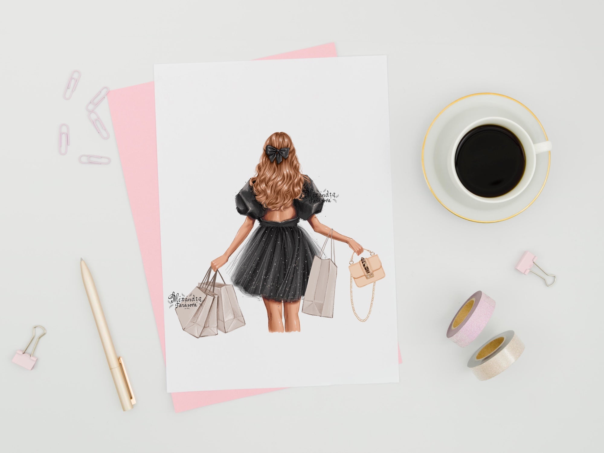 Fashion Girl Digital Illustration Shopping Bag Trendy Hairstyles Instant  Download Drawing Picture Printable Art Png Transparent Background