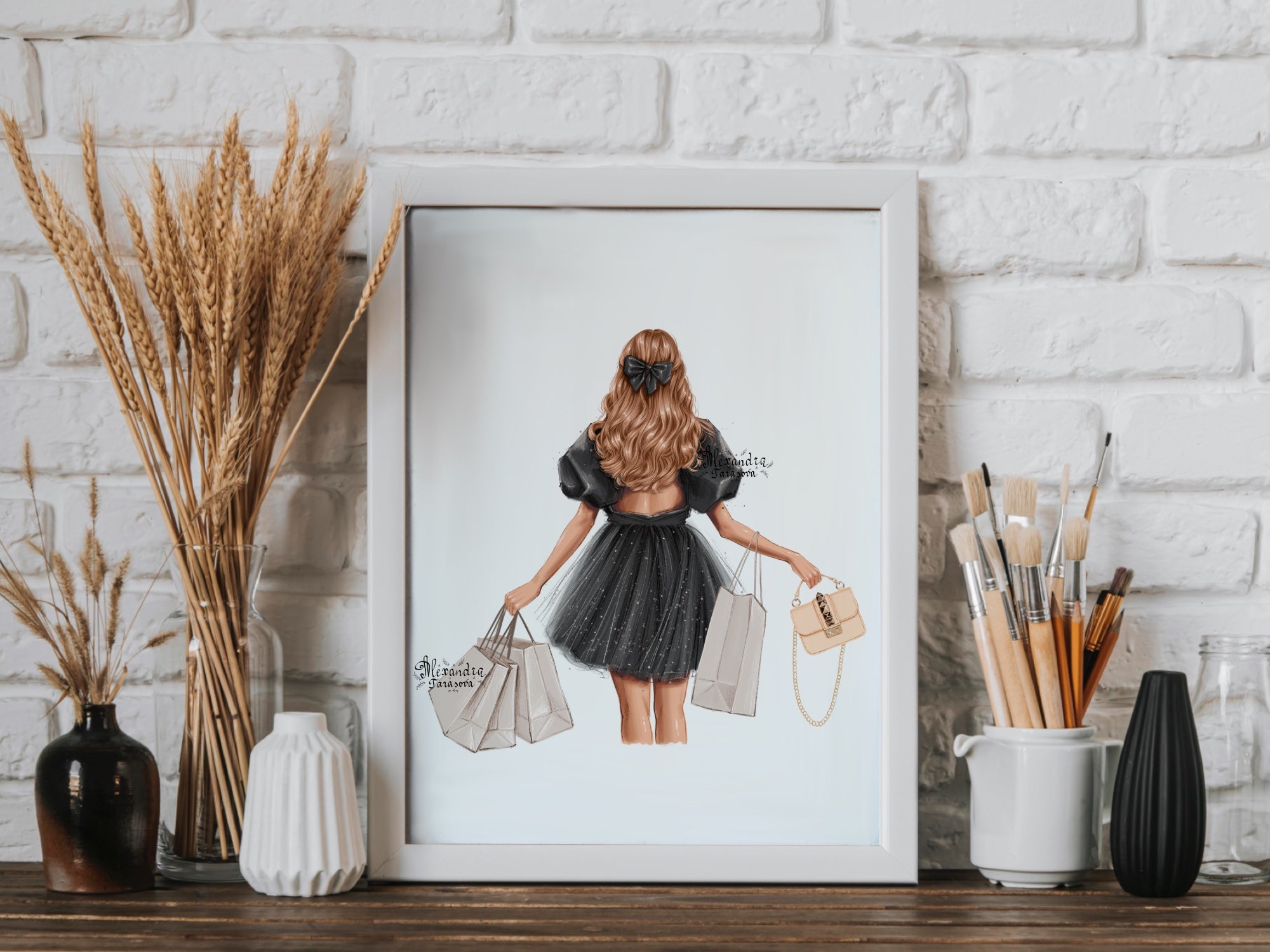 Fashion Girl Digital Illustration Shopping Bag Trendy Hairstyles Instant  Download Drawing Picture Printable Art Png Transparent Background